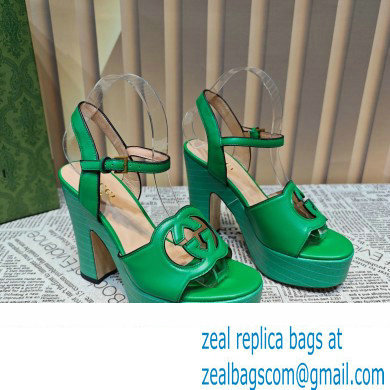 Gucci Heel 12cm Platform 3.5cm Interlocking G sandals 730022 Green 2023 - Click Image to Close