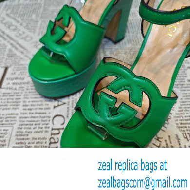 Gucci Heel 12cm Platform 3.5cm Interlocking G sandals 730022 Green 2023 - Click Image to Close