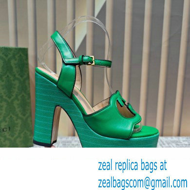 Gucci Heel 12cm Platform 3.5cm Interlocking G sandals 730022 Green 2023 - Click Image to Close