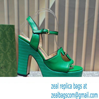 Gucci Heel 12cm Platform 3.5cm Interlocking G sandals 730022 Green 2023