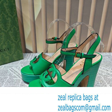 Gucci Heel 12cm Platform 3.5cm Interlocking G sandals 730022 Green 2023 - Click Image to Close