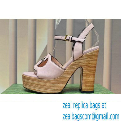 Gucci Heel 12cm Platform 3.5cm Interlocking G sandals 730022 Light Pink 2023 - Click Image to Close