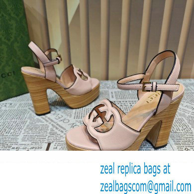 Gucci Heel 12cm Platform 3.5cm Interlocking G sandals 730022 Light Pink 2023 - Click Image to Close