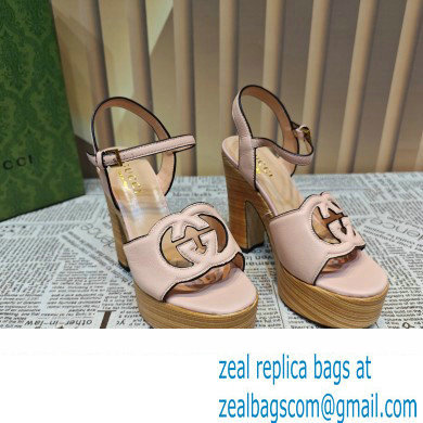 Gucci Heel 12cm Platform 3.5cm Interlocking G sandals 730022 Light Pink 2023 - Click Image to Close