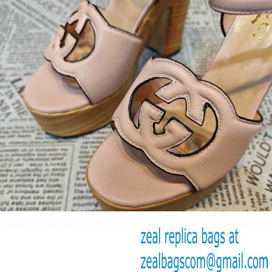 Gucci Heel 12cm Platform 3.5cm Interlocking G sandals 730022 Light Pink 2023 - Click Image to Close