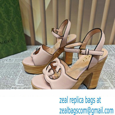 Gucci Heel 12cm Platform 3.5cm Interlocking G sandals 730022 Light Pink 2023 - Click Image to Close