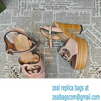 Gucci Heel 12cm Platform 3.5cm Interlocking G sandals 730022 Light Pink 2023 - Click Image to Close