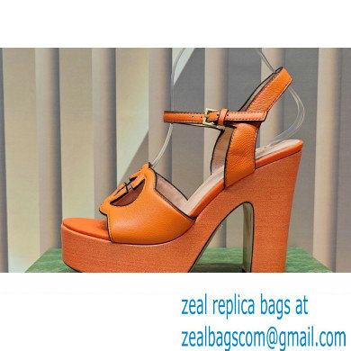 Gucci Heel 12cm Platform 3.5cm Interlocking G sandals 730022 Orange 2023 - Click Image to Close