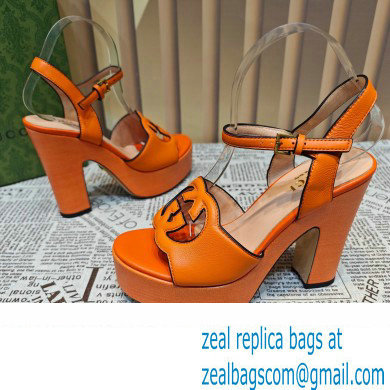 Gucci Heel 12cm Platform 3.5cm Interlocking G sandals 730022 Orange 2023 - Click Image to Close