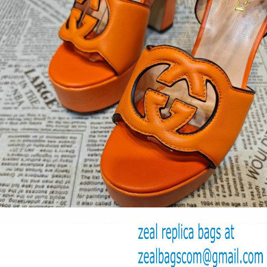 Gucci Heel 12cm Platform 3.5cm Interlocking G sandals 730022 Orange 2023 - Click Image to Close