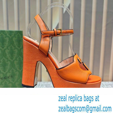 Gucci Heel 12cm Platform 3.5cm Interlocking G sandals 730022 Orange 2023 - Click Image to Close