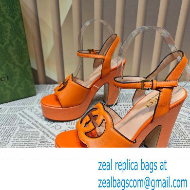 Gucci Heel 12cm Platform 3.5cm Interlocking G sandals 730022 Orange 2023