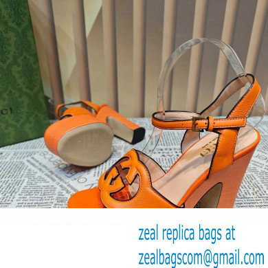 Gucci Heel 12cm Platform 3.5cm Interlocking G sandals 730022 Orange 2023 - Click Image to Close