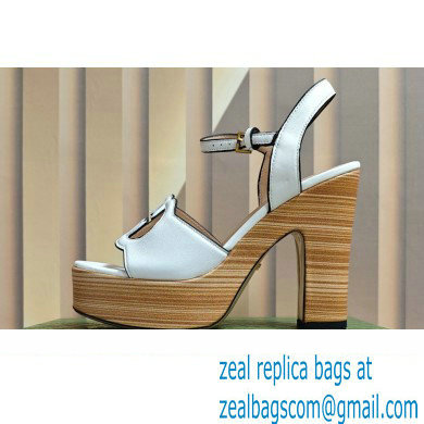 Gucci Heel 12cm Platform 3.5cm Interlocking G sandals 730022 White 2023