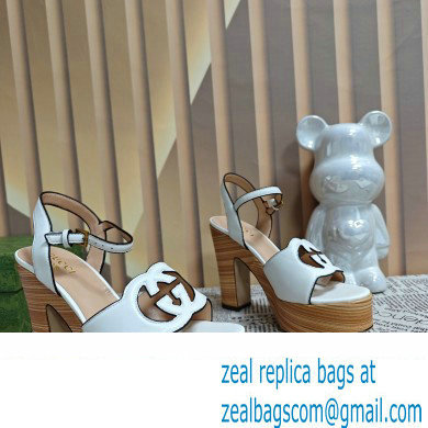 Gucci Heel 12cm Platform 3.5cm Interlocking G sandals 730022 White 2023 - Click Image to Close