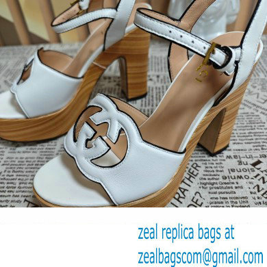 Gucci Heel 12cm Platform 3.5cm Interlocking G sandals 730022 White 2023