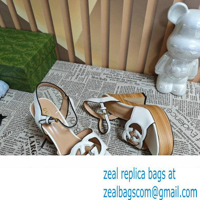 Gucci Heel 12cm Platform 3.5cm Interlocking G sandals 730022 White 2023 - Click Image to Close