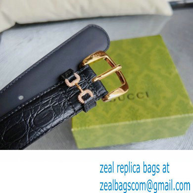 Gucci Width 3cm Caiman belt with crystal Horsebit 01 2023