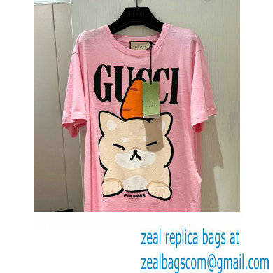 Gucci animal print cotton T-shirt pink 717422 2023