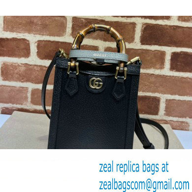 Gucci leather Diana mini tote bag 739079 Black 2023