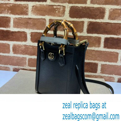 Gucci leather Diana mini tote bag 739079 Black 2023 - Click Image to Close