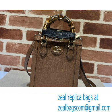 Gucci leather Diana mini tote bag 739079 Brown 2023 - Click Image to Close