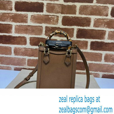 Gucci leather Diana mini tote bag 739079 Brown 2023