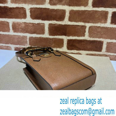 Gucci leather Diana mini tote bag 739079 Brown 2023