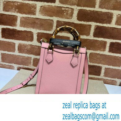 Gucci leather Diana mini tote bag 739079 Pink 2023