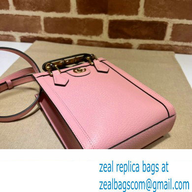 Gucci leather Diana mini tote bag 739079 Pink 2023 - Click Image to Close