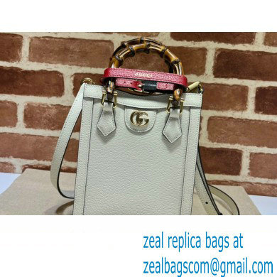 Gucci leather Diana mini tote bag 739079 White 2023 - Click Image to Close