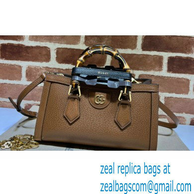 Gucci leather Diana small shoulder bag 735153 Brown 2023