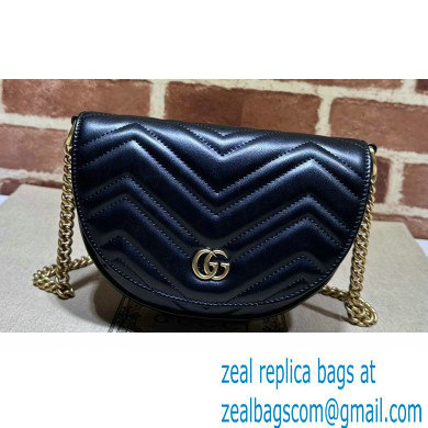 Gucci leather GG Marmont matelasse chain mini bag 746431 Black 2023 - Click Image to Close