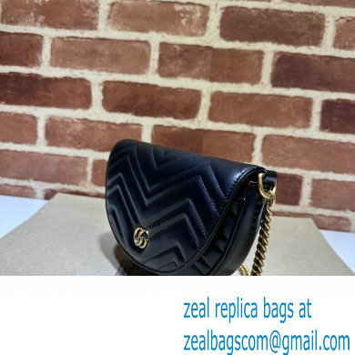 Gucci leather GG Marmont matelasse chain mini bag 746431 Black 2023 - Click Image to Close