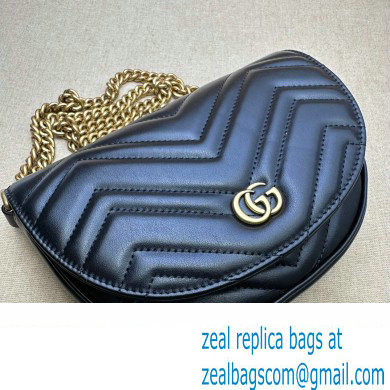 Gucci leather GG Marmont matelasse chain mini bag 746431 Black 2023 - Click Image to Close