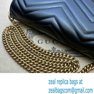 Gucci leather GG Marmont matelasse chain mini bag 746431 Black 2023
