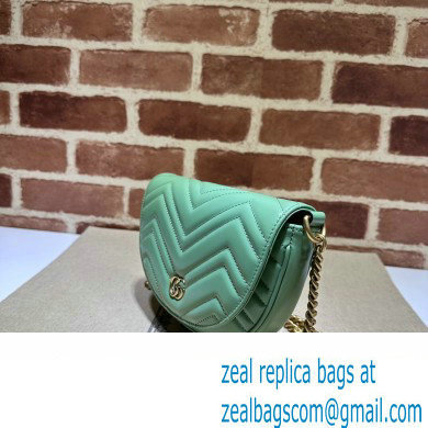 Gucci leather GG Marmont matelasse chain mini bag 746431 Light Green 2023 - Click Image to Close