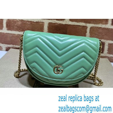 Gucci leather GG Marmont matelasse chain mini bag 746431 Light Green 2023