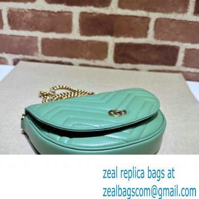 Gucci leather GG Marmont matelasse chain mini bag 746431 Light Green 2023