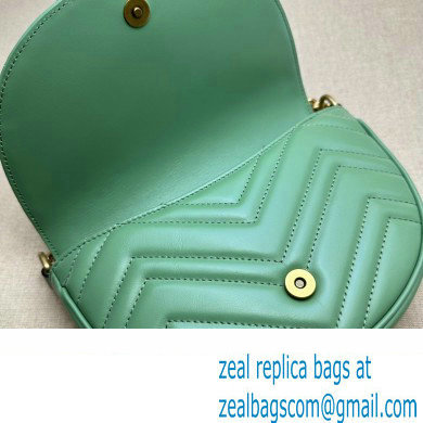 Gucci leather GG Marmont matelasse chain mini bag 746431 Light Green 2023
