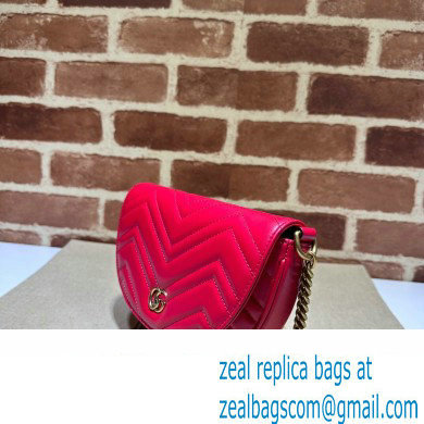 Gucci leather GG Marmont matelasse chain mini bag 746431 Red 2023 - Click Image to Close