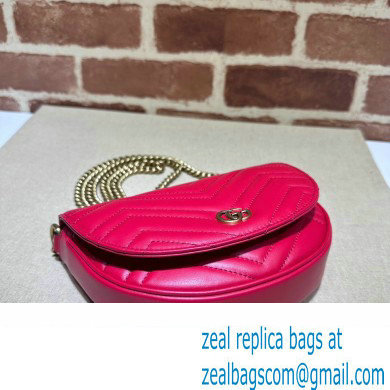 Gucci leather GG Marmont matelasse chain mini bag 746431 Red 2023