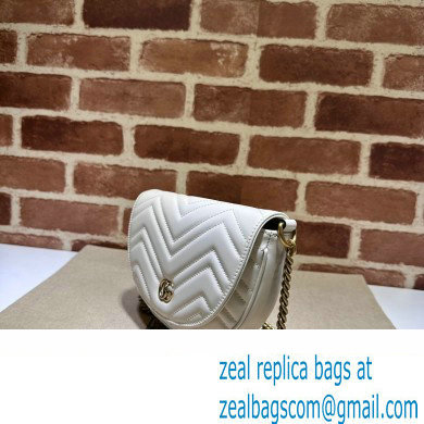 Gucci leather GG Marmont matelasse chain mini bag 746431 White 2023