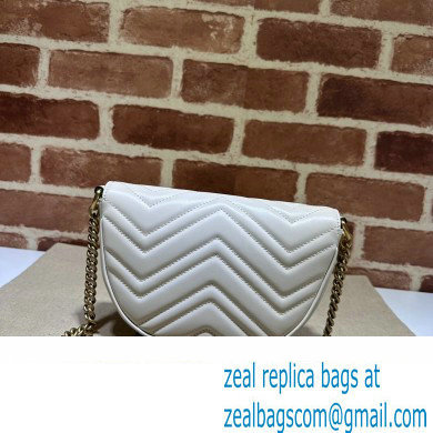 Gucci leather GG Marmont matelasse chain mini bag 746431 White 2023