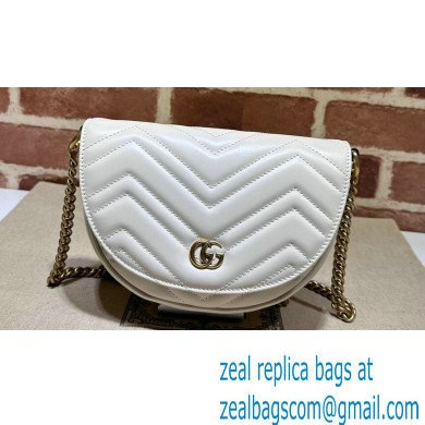 Gucci leather GG Marmont matelasse chain mini bag 746431 White 2023