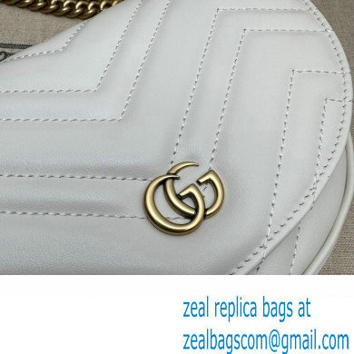 Gucci leather GG Marmont matelasse chain mini bag 746431 White 2023