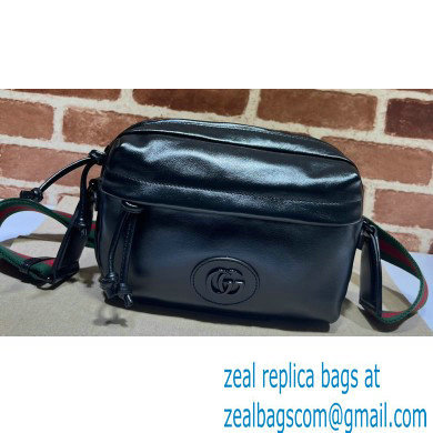 Gucci leather Shoulder bag with tonal Double G 725696 Black 2023