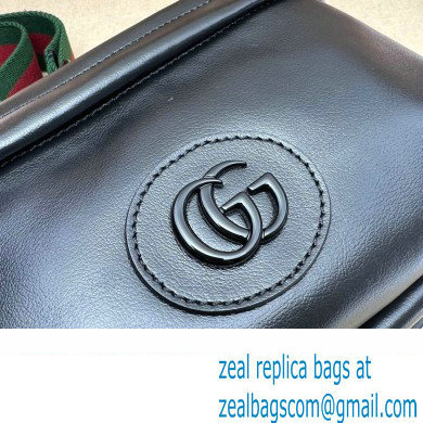 Gucci leather Shoulder bag with tonal Double G 725696 Black 2023 - Click Image to Close