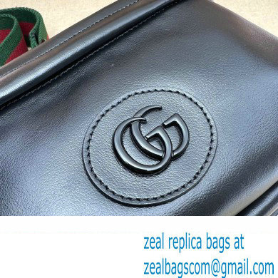 Gucci leather Shoulder bag with tonal Double G 725696 Black 2023