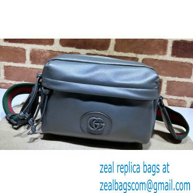 Gucci leather Shoulder bag with tonal Double G 725696 Gray 2023